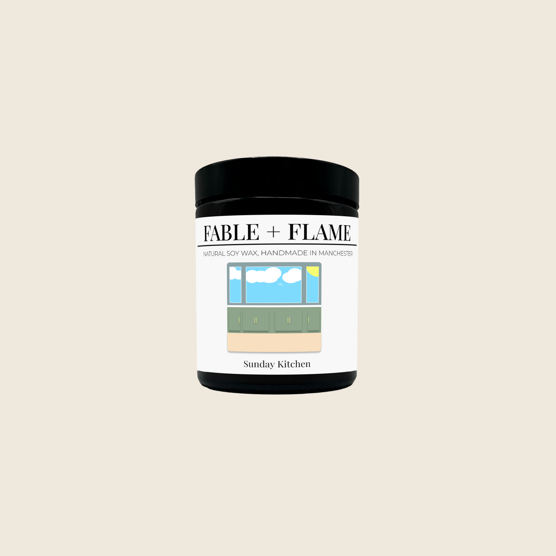 Sunday Kitchen scent from Fable and Flame on square cream background