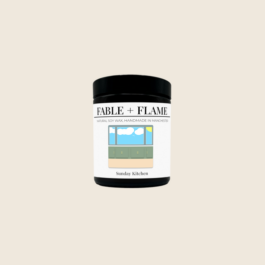 Sunday Kitchen scent from Fable and Flame on square cream background